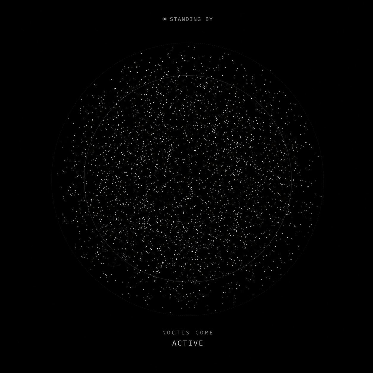 NOCTIS Core interface formed from a field of luminous particles